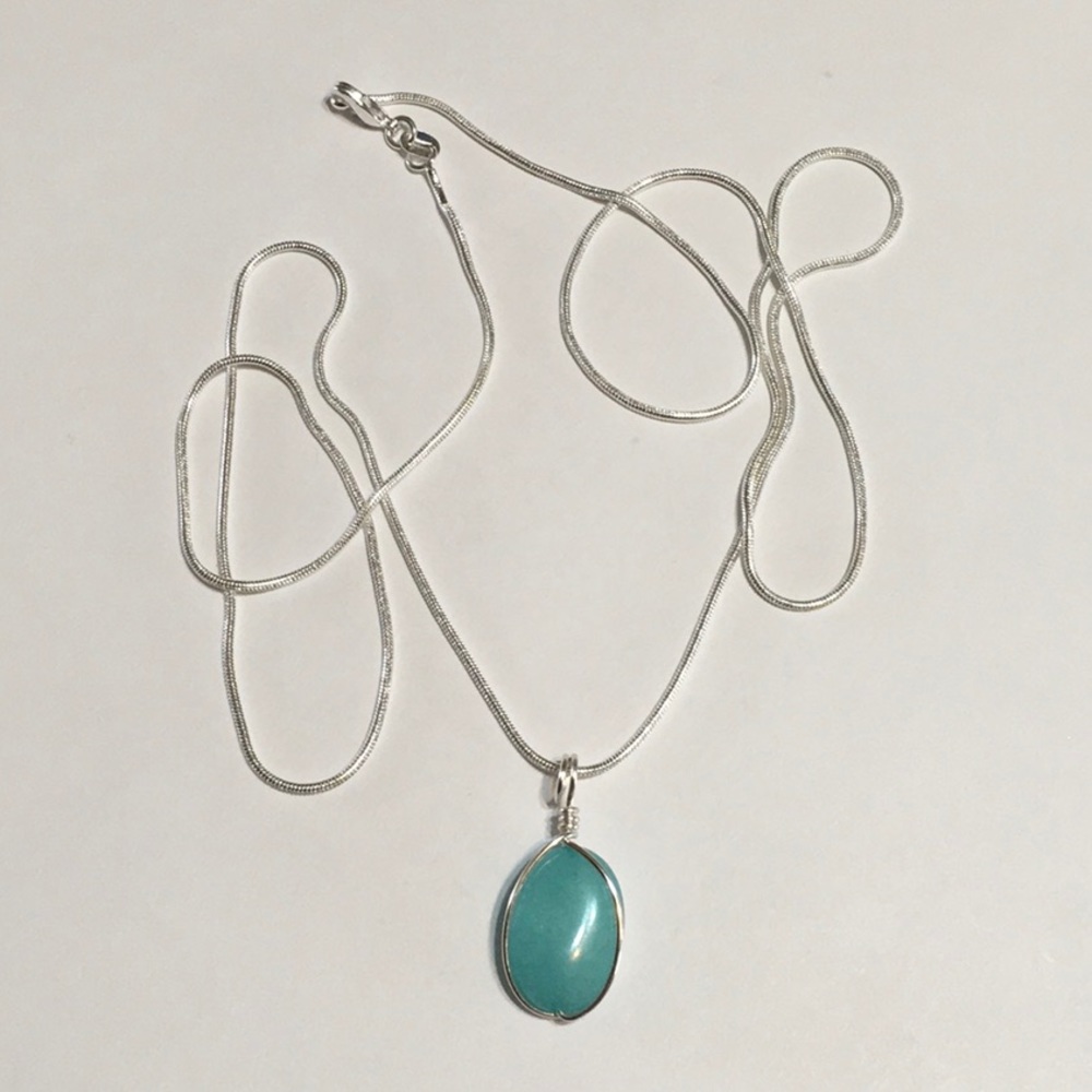 Sterling Silver Aquamarine Necklace 30”